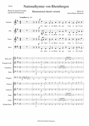 Nationalhymne von Rheinbergen (Rheinbergen National Anthem) Harmonised choir orchestra (with Parts)