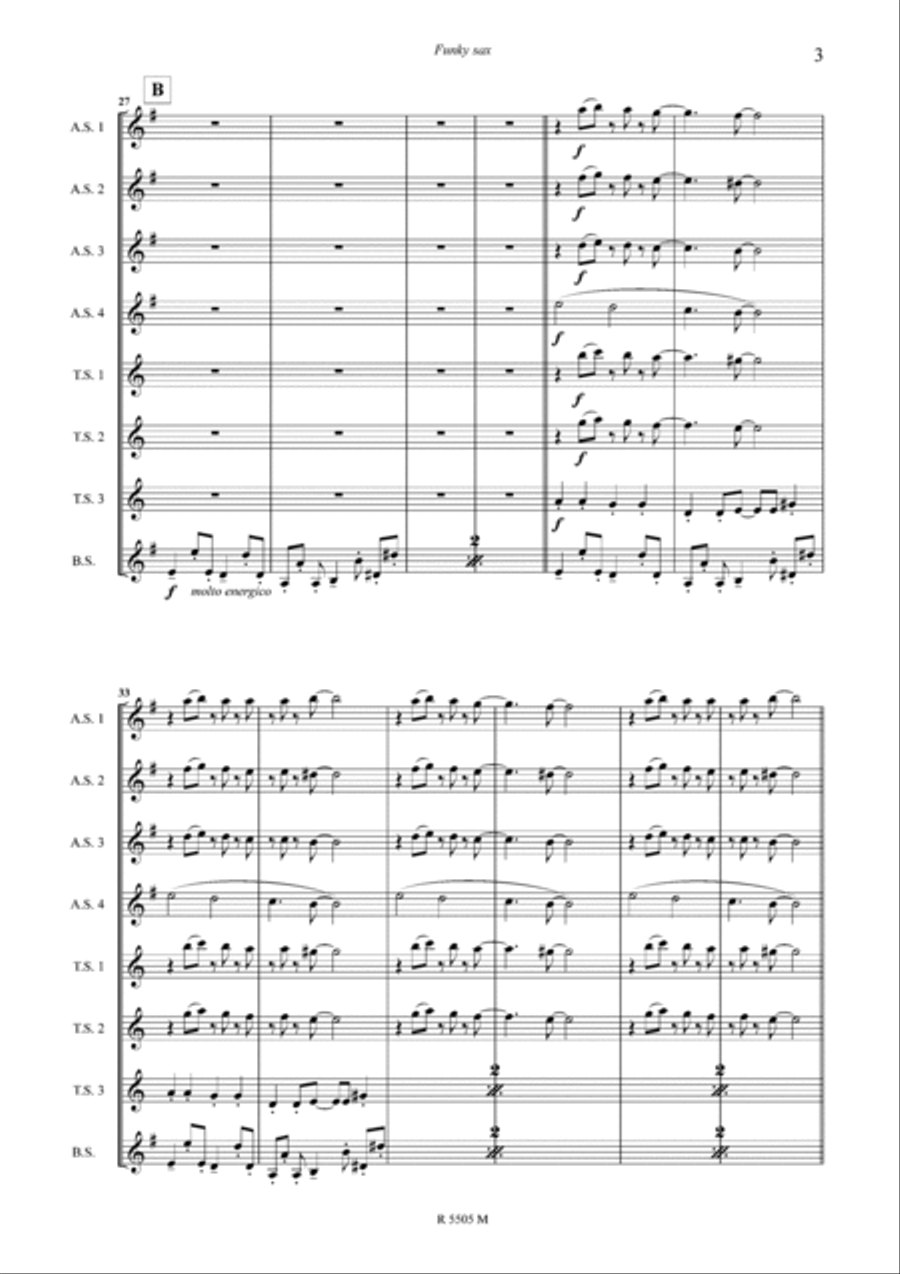 Funky sax pour saxophone Funky sax pour saxophone Saxophone Ensemble scores gallery preview page 4
