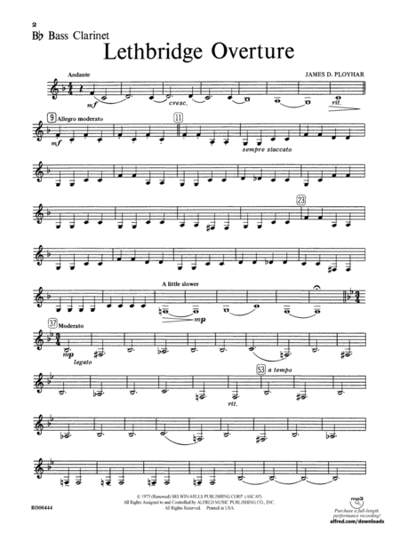 Lethbridge Overture: B-flat Bass Clarinet
