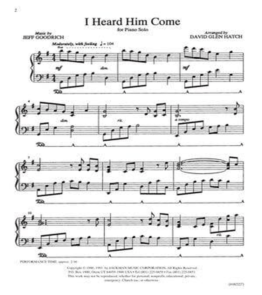 I Heard Him Come - Piano Solo Piano Solo scores gallery preview page 2