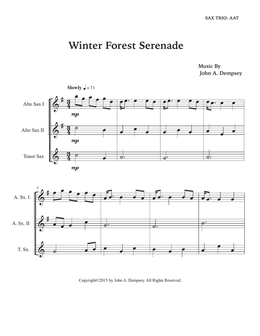 Winter Forest Serenade (Sax Trio: AAT) Woodwind Trio scores gallery preview page 5