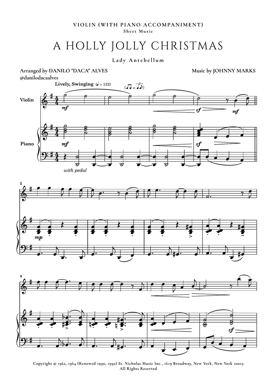 A Holly Jolly Christmas Violin Solo scores gallery preview page 1