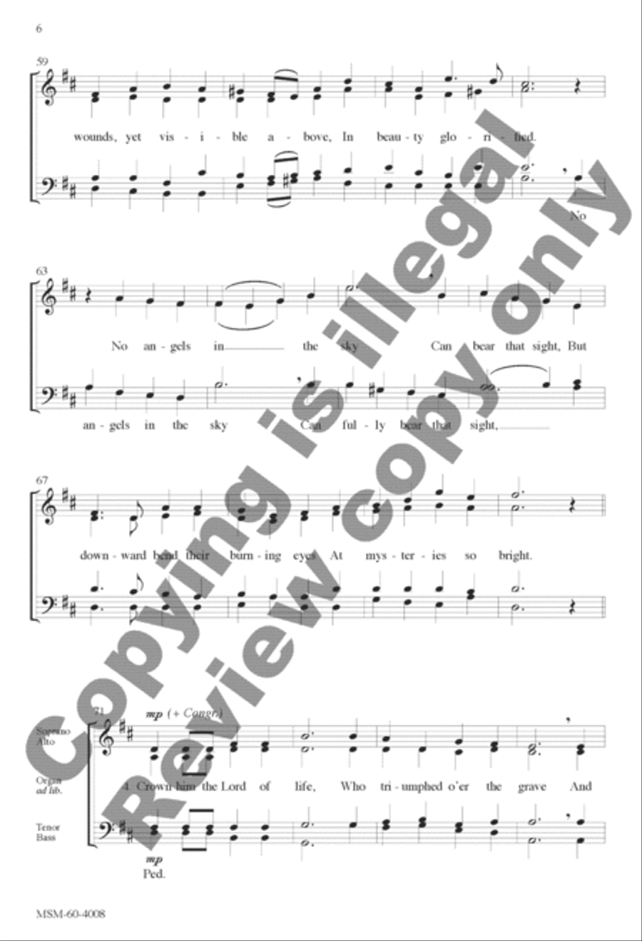 Crown Him with Many Crowns 4-Part scores gallery preview page 6