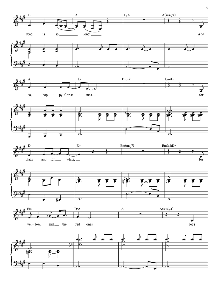 Happy Xmas (War Is Over) Piano, Vocal scores gallery preview page 5