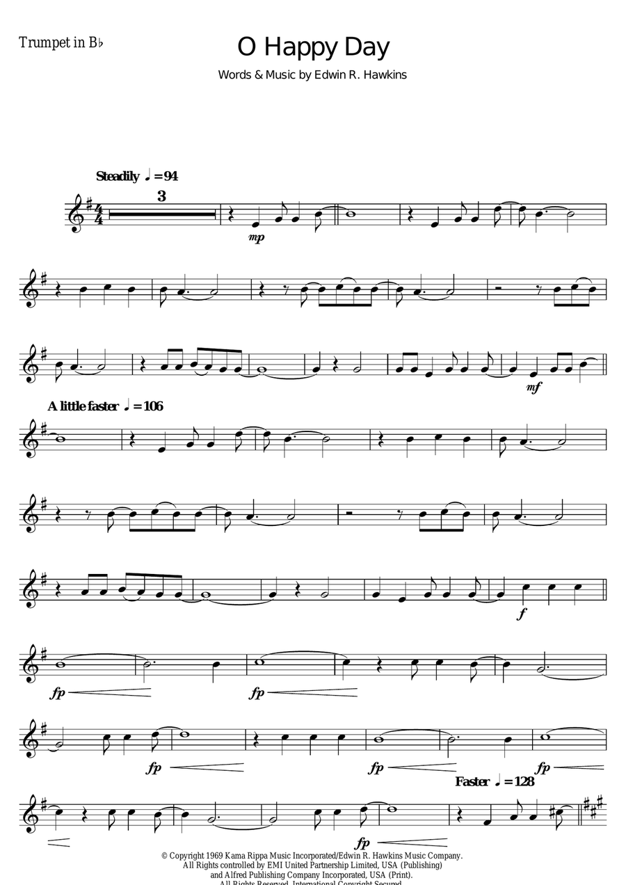 Oh Happy Day Trumpet Solo scores gallery preview page 1