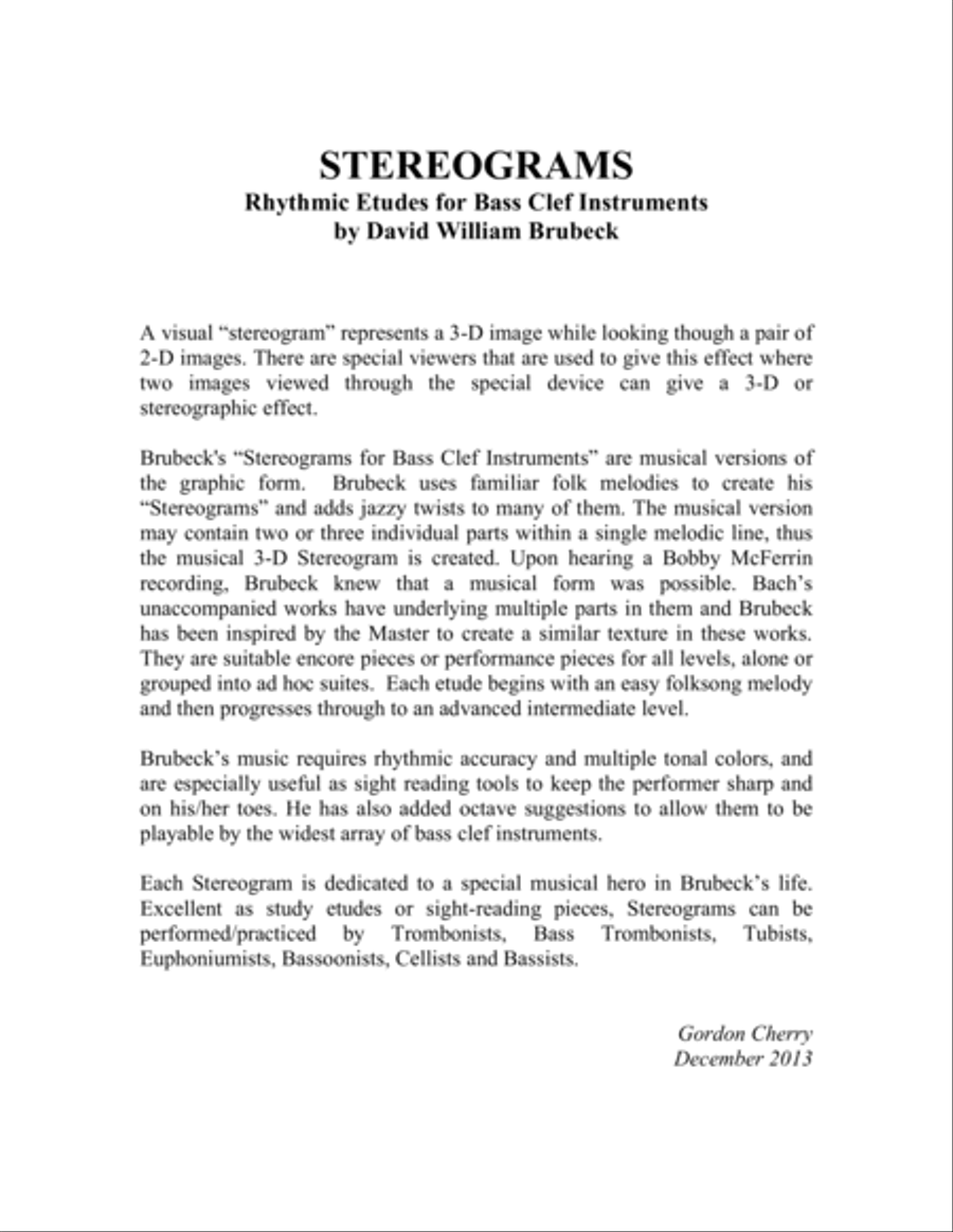 Stereograms - Rhythmic Etudes for Bass Clef Instruments, Volume 1 Bass Clef Instrument scores gallery preview page 2
