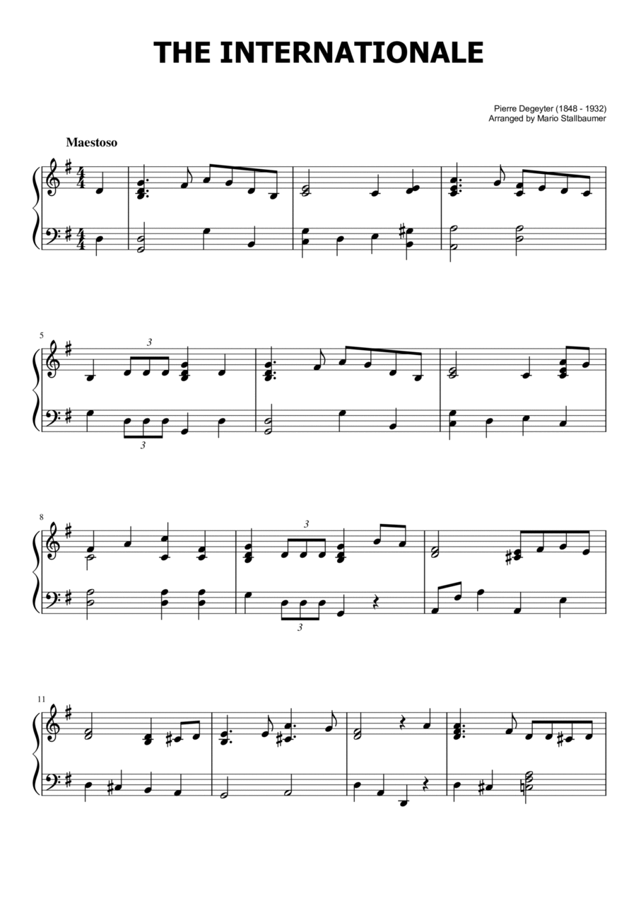 The Internationale - Piano Solo Piano Solo scores gallery preview page 1