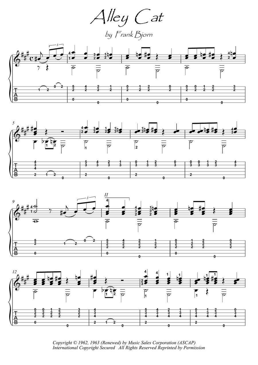 Alley Cat Guitar Tablature scores gallery preview page 1