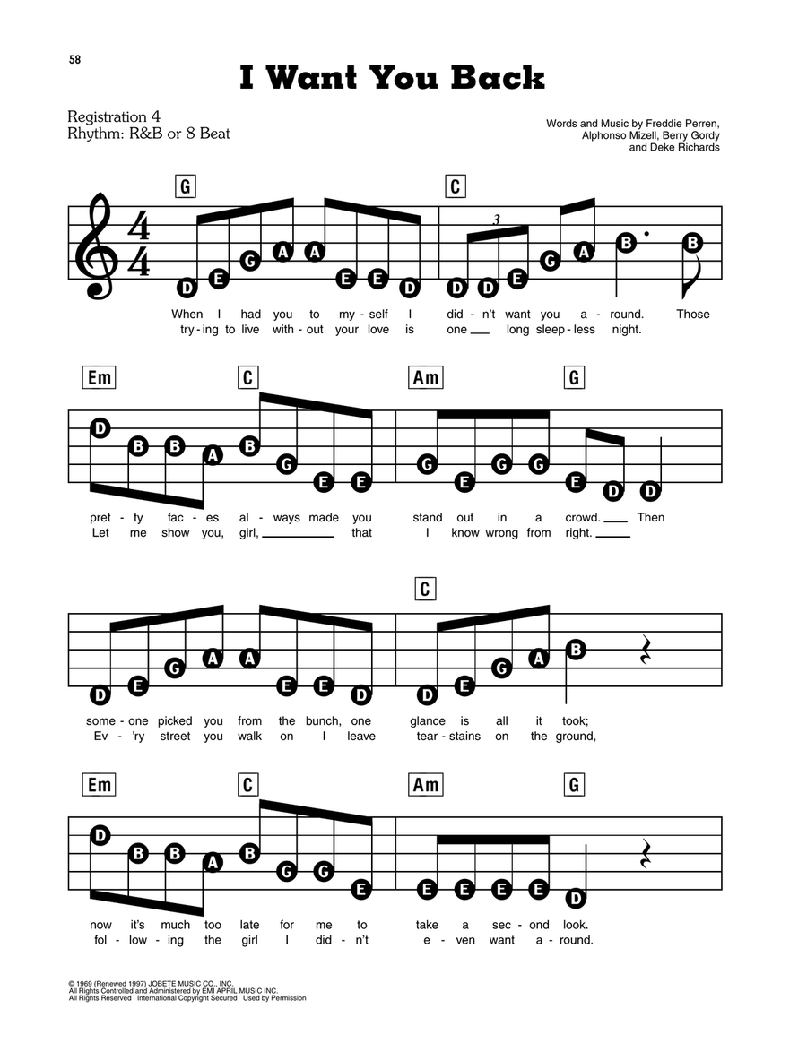 I Want You Back Electronic Keyboard scores gallery preview page 1