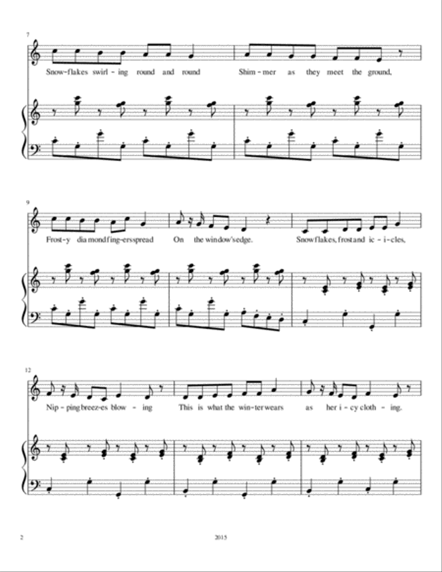 Winter Winter Unison Choir scores gallery preview page 2