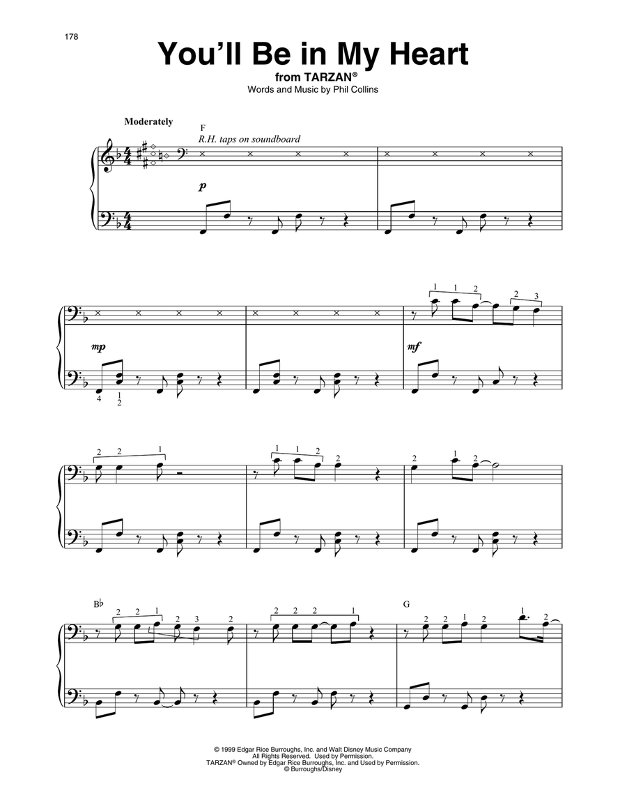You'll Be In My Heart (from Tarzan) Harp scores gallery preview page 1