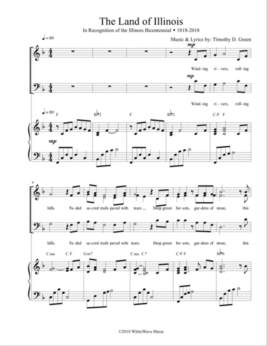 The Land of Illinois (Teacher Packet) 4-Part scores gallery preview page 6
