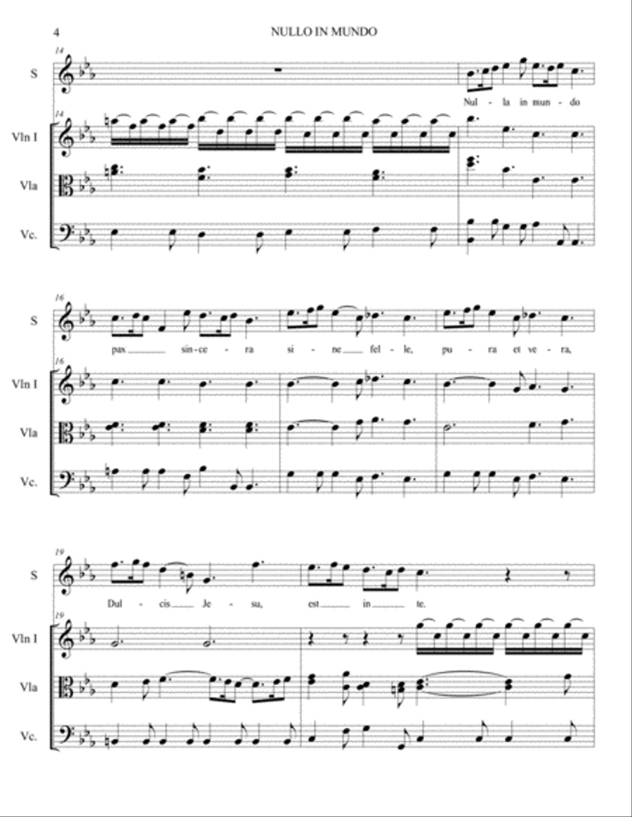 NULLO IN MUNDO, PAX SINCERA - Vivaldi - Arr. for Soprano and String Trio Chamber Orchestra scores gallery preview page 4