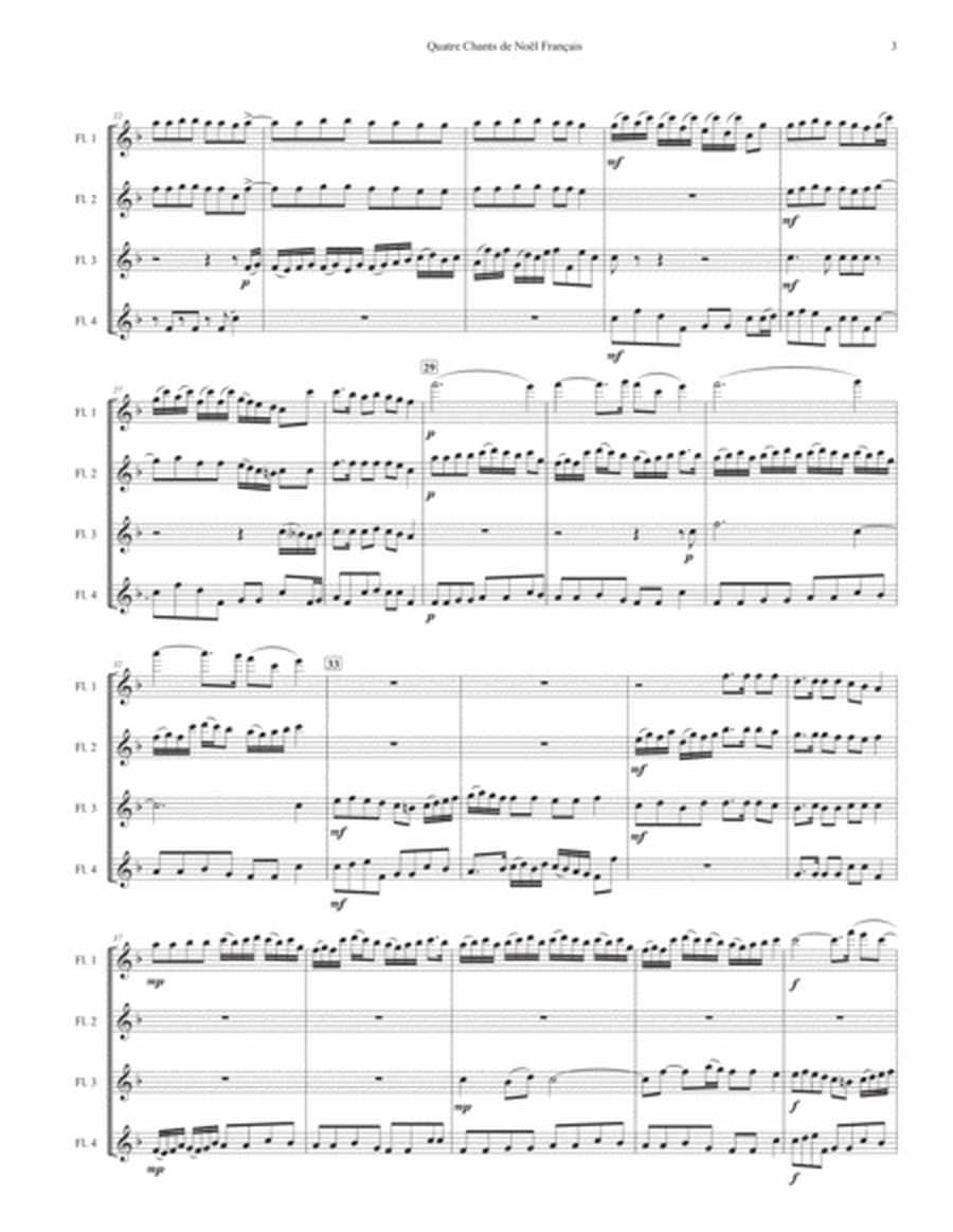 Quatre Chants de Noël Français (Four French Carols) for Flute Quartet Flute Quartet scores gallery preview page 3