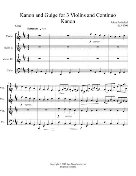 Kanon and Guige for 3 Violins and Continuo image number null