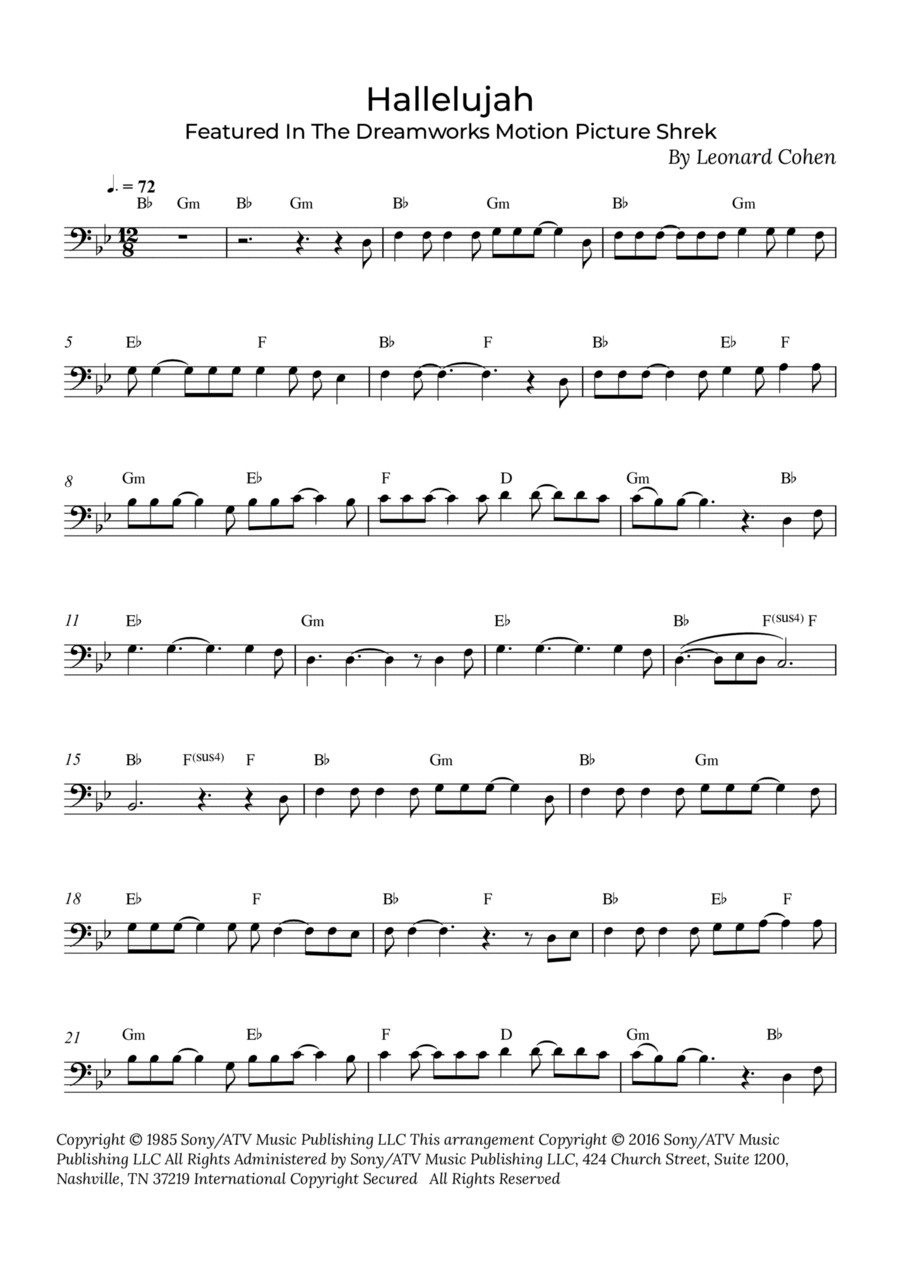 Hallelujah Bassoon Solo scores gallery preview page 1