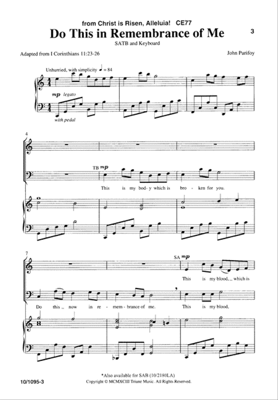 Do This in Remembrance of Me 4-Part scores gallery preview page 3