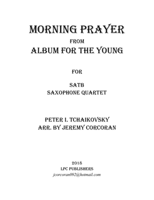 Book cover for Morning Prayer for Saxophone Quartet (SATB)