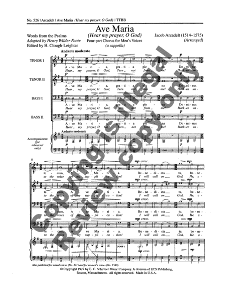 Ave Maria (Hear My Prayer, O God) TTBB scores gallery preview page 3