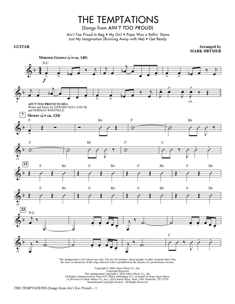 The Temptations (Songs from Ain't Too Proud) (arr. Mark Brymer) - Guitar Choir scores gallery preview page 1