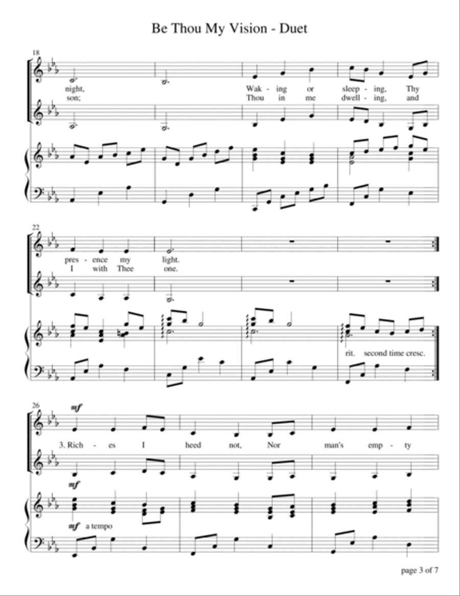 Be Thou My Vision (for SA duet with Piano Accompaniment) SA scores gallery preview page 5