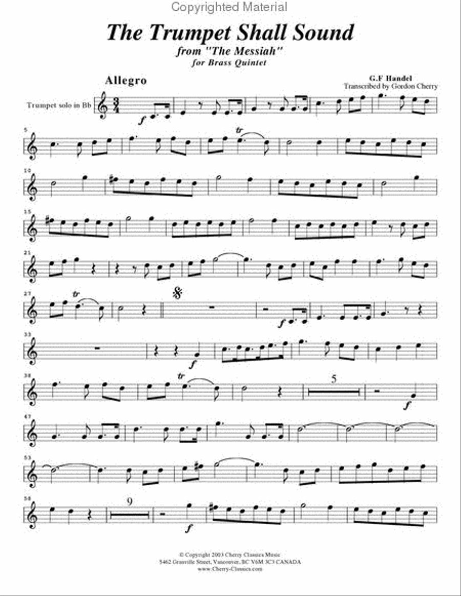 Trumpet Shall Sound in the key of D for Brass Quintet Brass Quintet scores gallery preview page 8