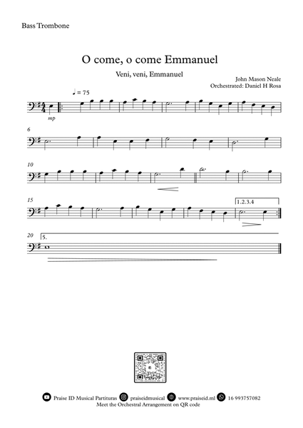 O come, o come Emmanuel - Veni, veni Emmanuel - Christmas Carol - Bass Trombone image number null