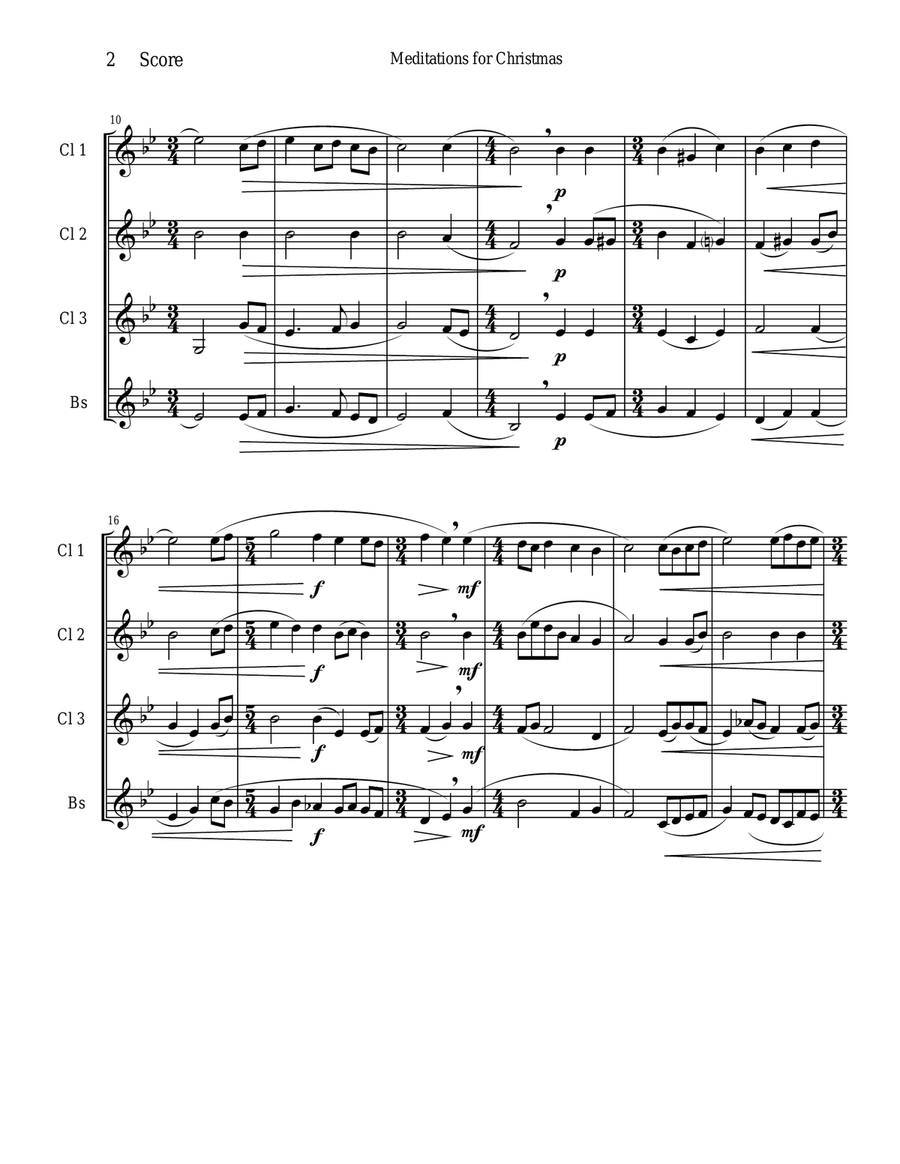 Meditations for Christmas, Russian Chant for Clarinet Quartet Clarinet Quartet scores gallery preview page 2