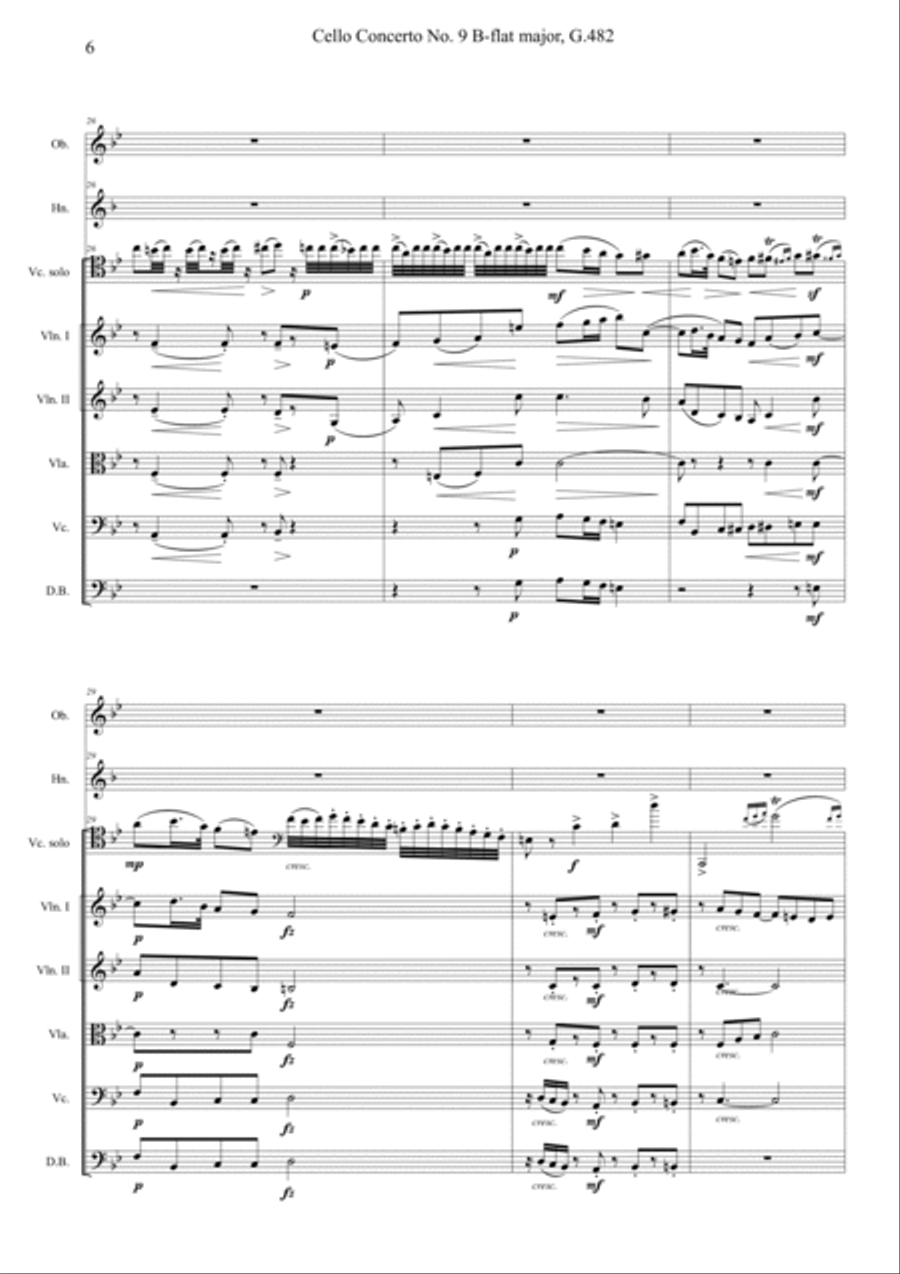 Cello Concerto No. 9 B flat major, G.482 1st Movement Orchestra scores gallery preview page 6