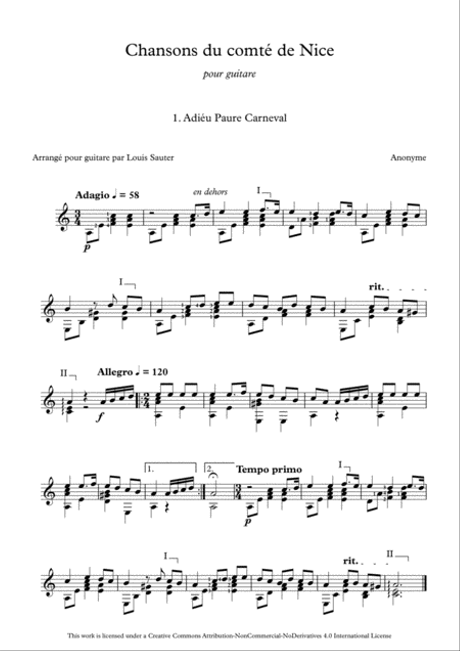 Songs from the County of Nice (Chansons du Comté de Nice) Acoustic Guitar scores gallery preview page 5