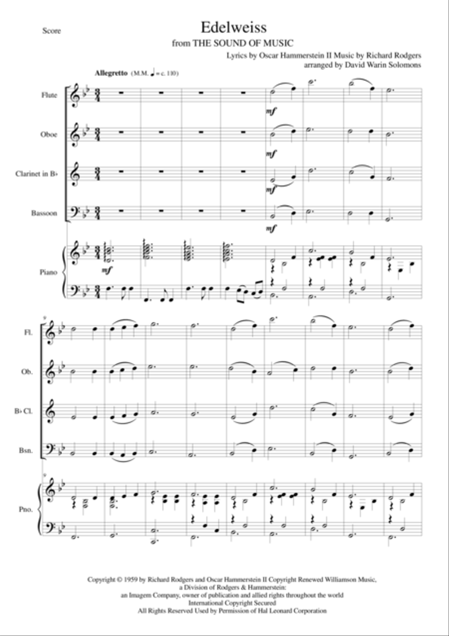 Edelweiss Edelweiss Bassoon scores gallery preview page 1