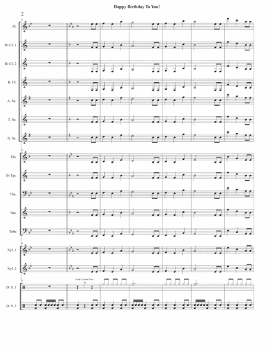 Happy Birthday To You! (Young Concert Band) Concert Band scores gallery preview page 2