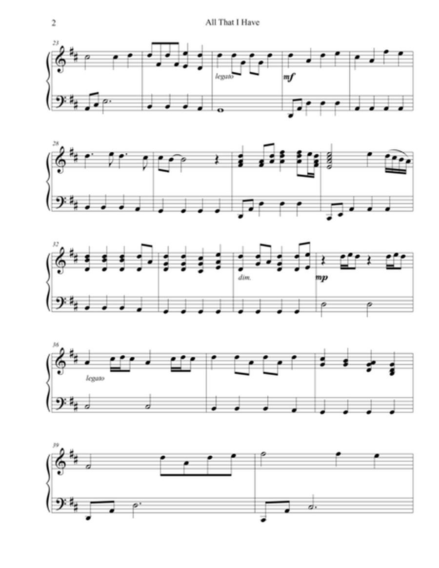 All That I Have-- Piano Part (In D)