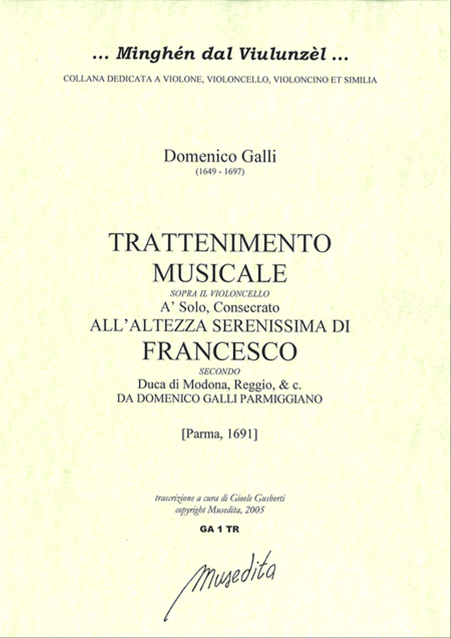 Trattenimento musicale ([Parma, 1691]) Cello Solo scores gallery preview page 1