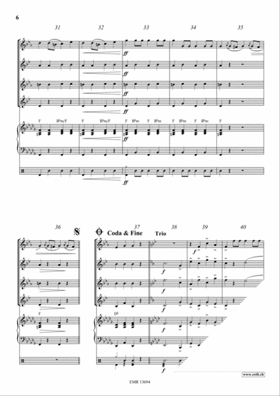 Radetzky March Saxophone Quartet scores gallery preview page 6