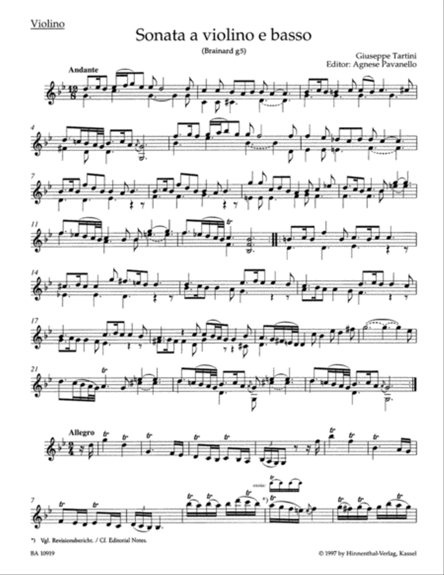 Sonata for Violin and Basso continuo in G Minor - 