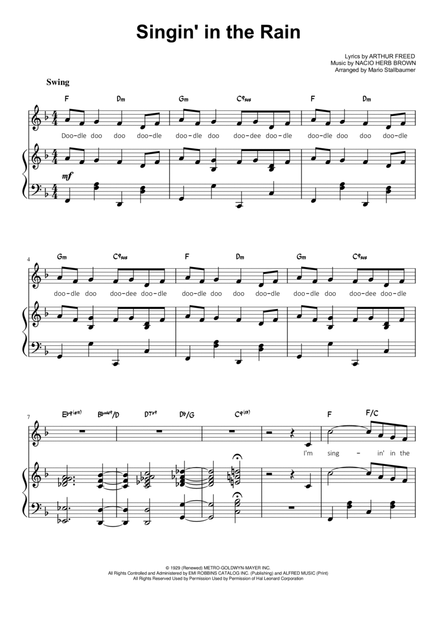 Singin' In The Rain Voice scores gallery preview page 1