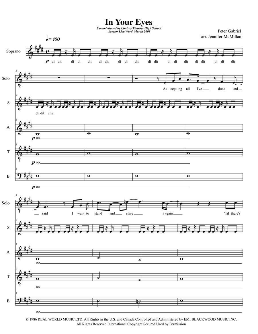 In Your Eyes 4-Part scores gallery preview page 1
