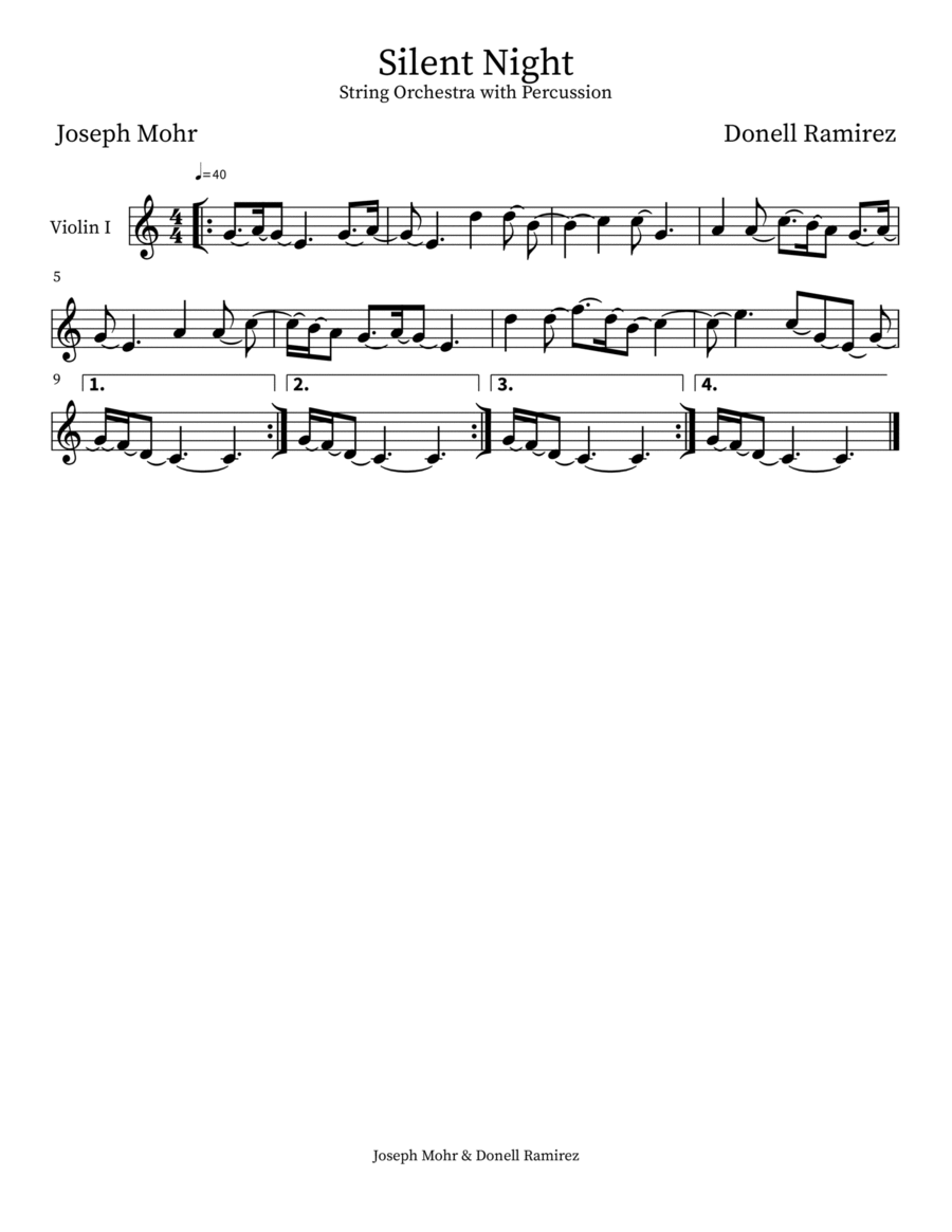 Silent night String Orchestra scores gallery preview page 1