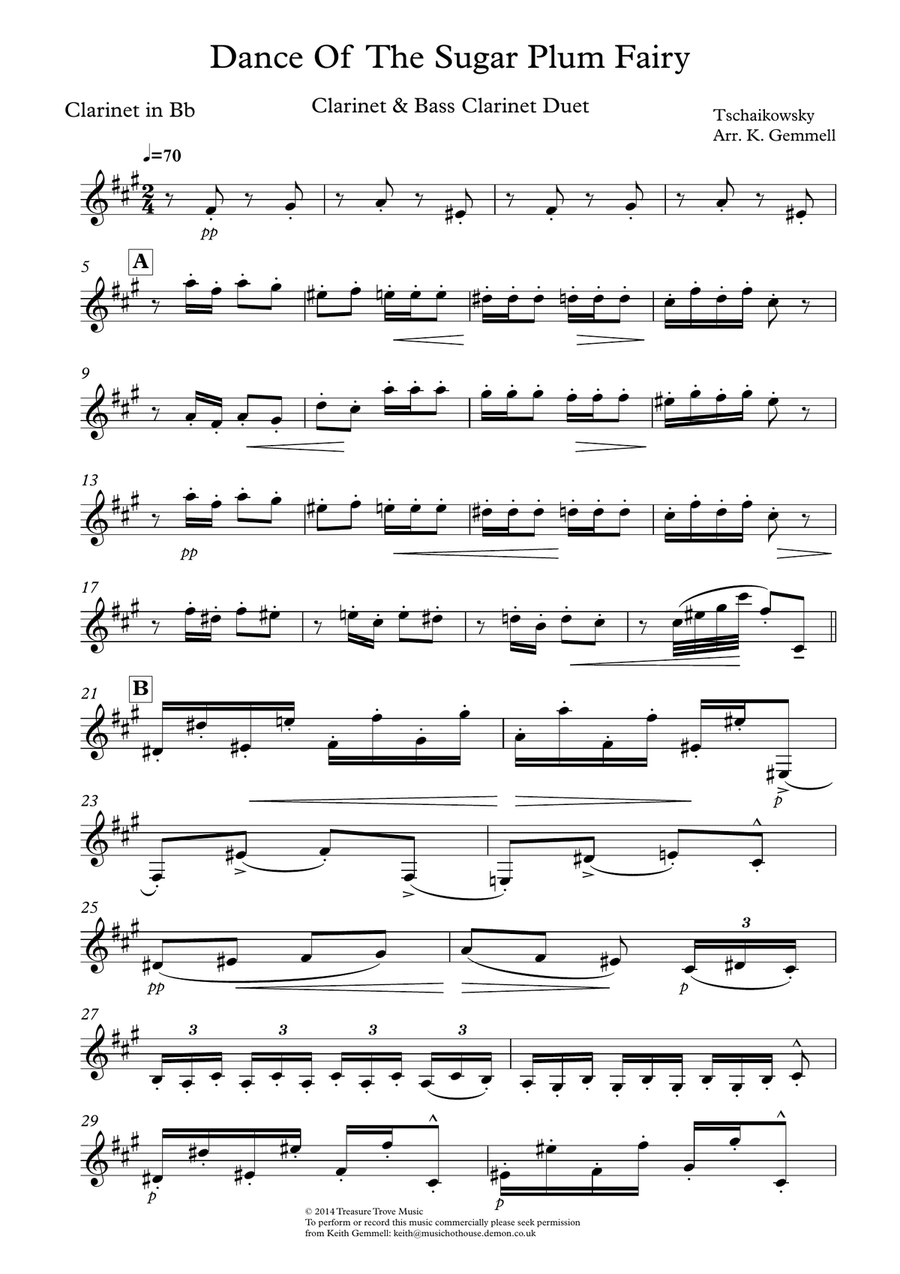 Dance Of The Sugar Plum Fairy: Clarinet & Bass Clarinet Duet Clarinet Duet scores gallery preview page 4
