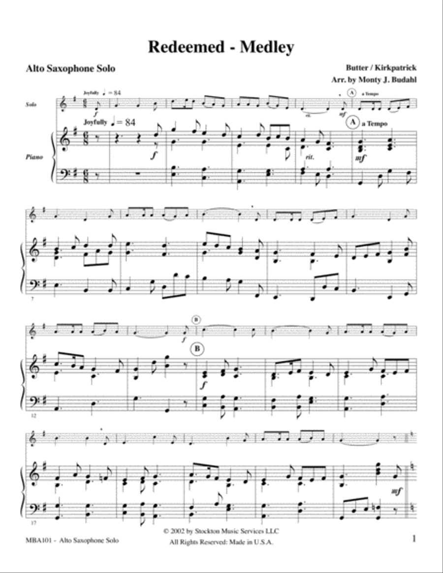 Redeemed- Medley Alto Saxophone scores gallery preview page 2