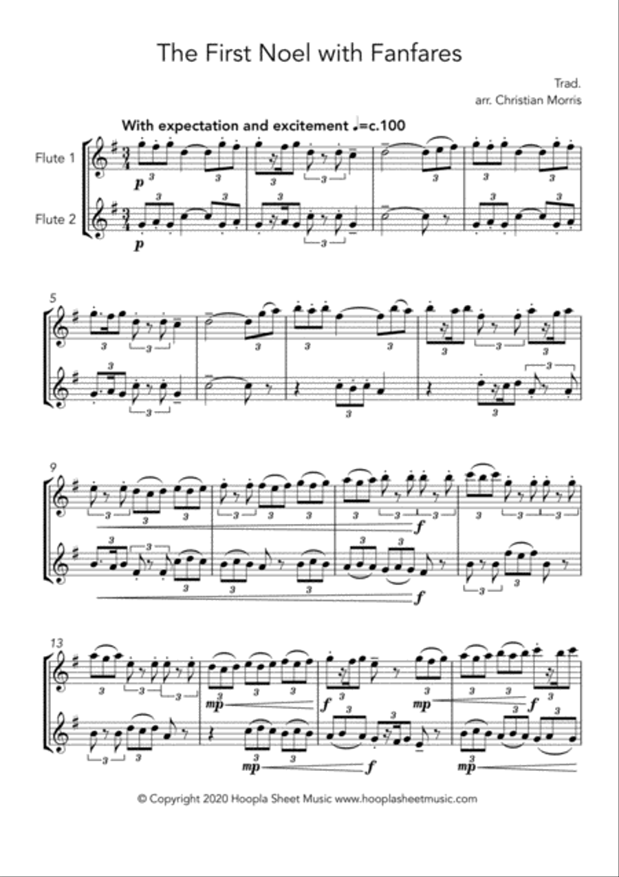 The First Noel with Fanfares Flute Duet scores gallery preview page 1