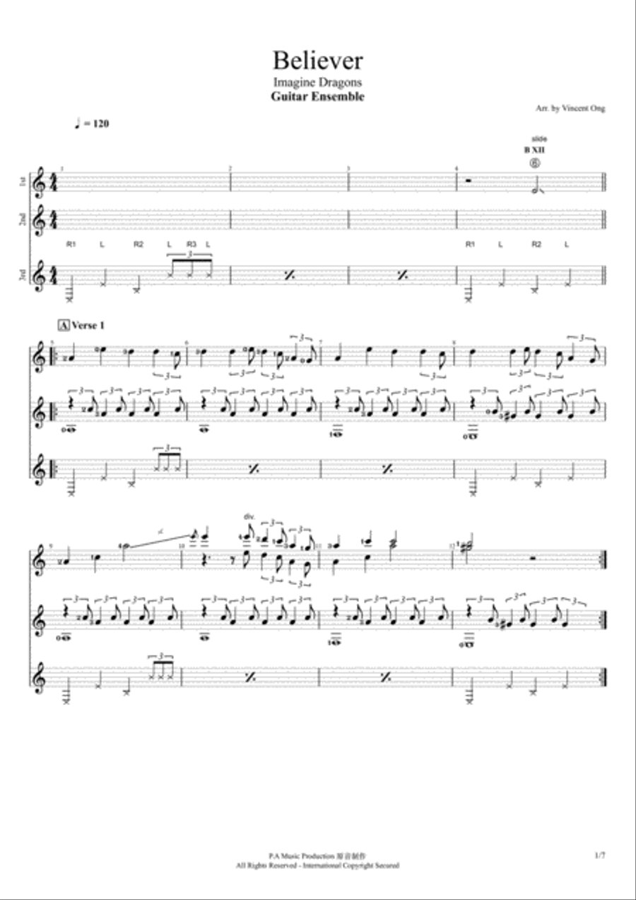 Believer Believer Guitar scores gallery preview page 1