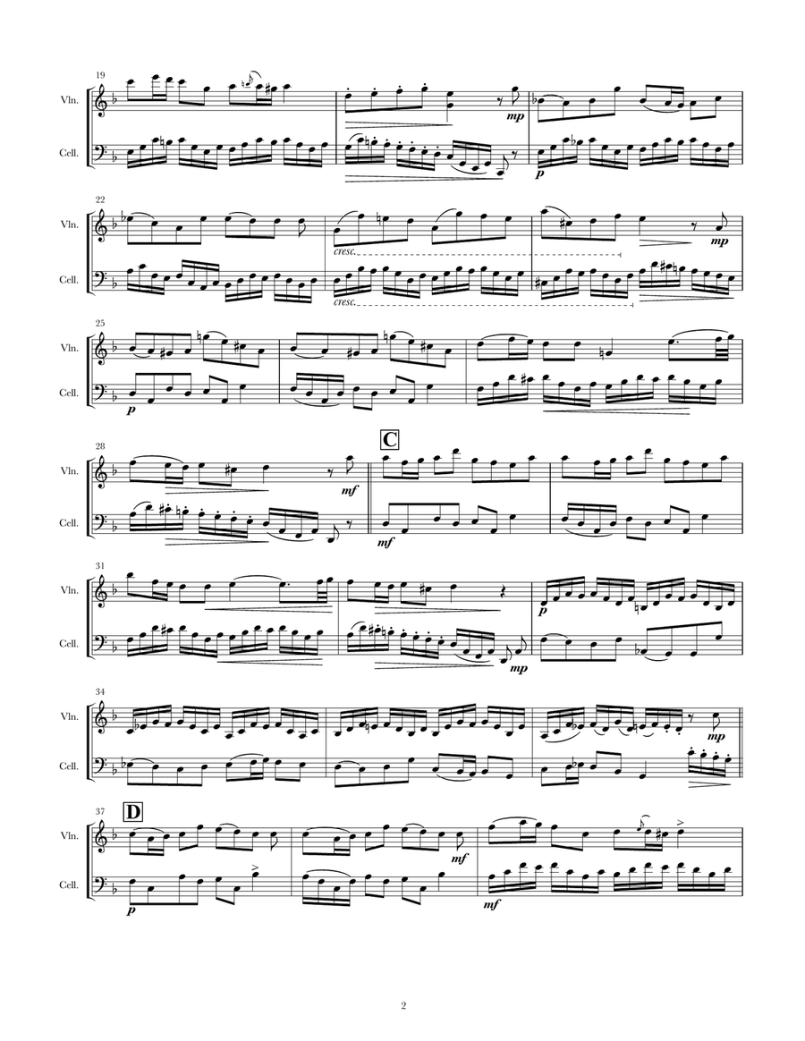 Bach's My Heart Ever Faithful (Violin & Cello) Bach's My Heart Ever Faithful (Violin & Cello) String Duet scores gallery preview page 2