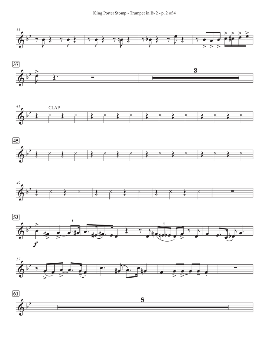 King Porter Stomp - Bb Trumpet 2 Brass Quintet scores gallery preview page 2