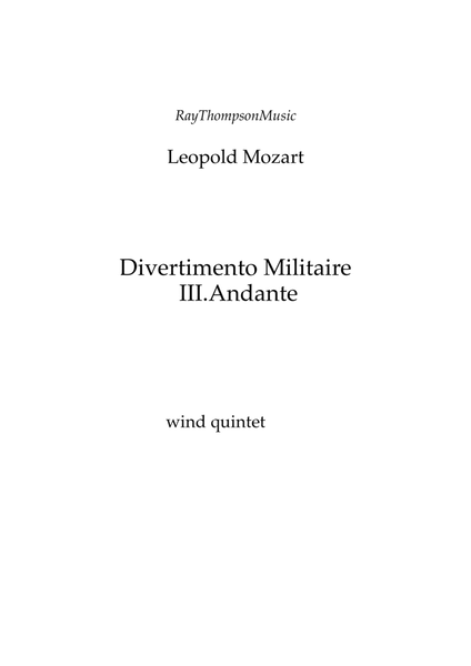 Divertimento Militaire (Military Divertimento in D) Mvt. III Andante - wind quintet image number null