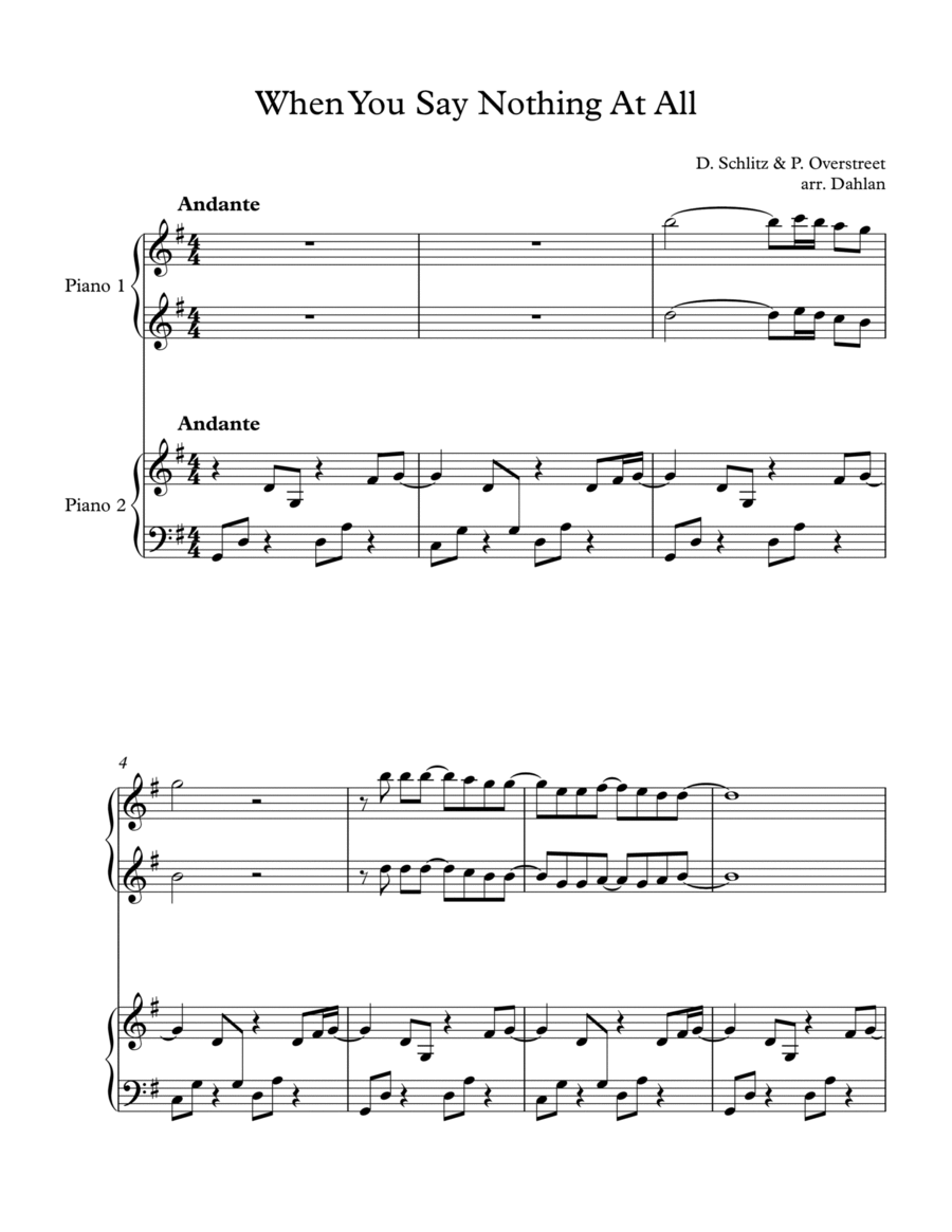 When You Say Nothing At All 1 Piano, 4-Hands scores gallery preview page 1