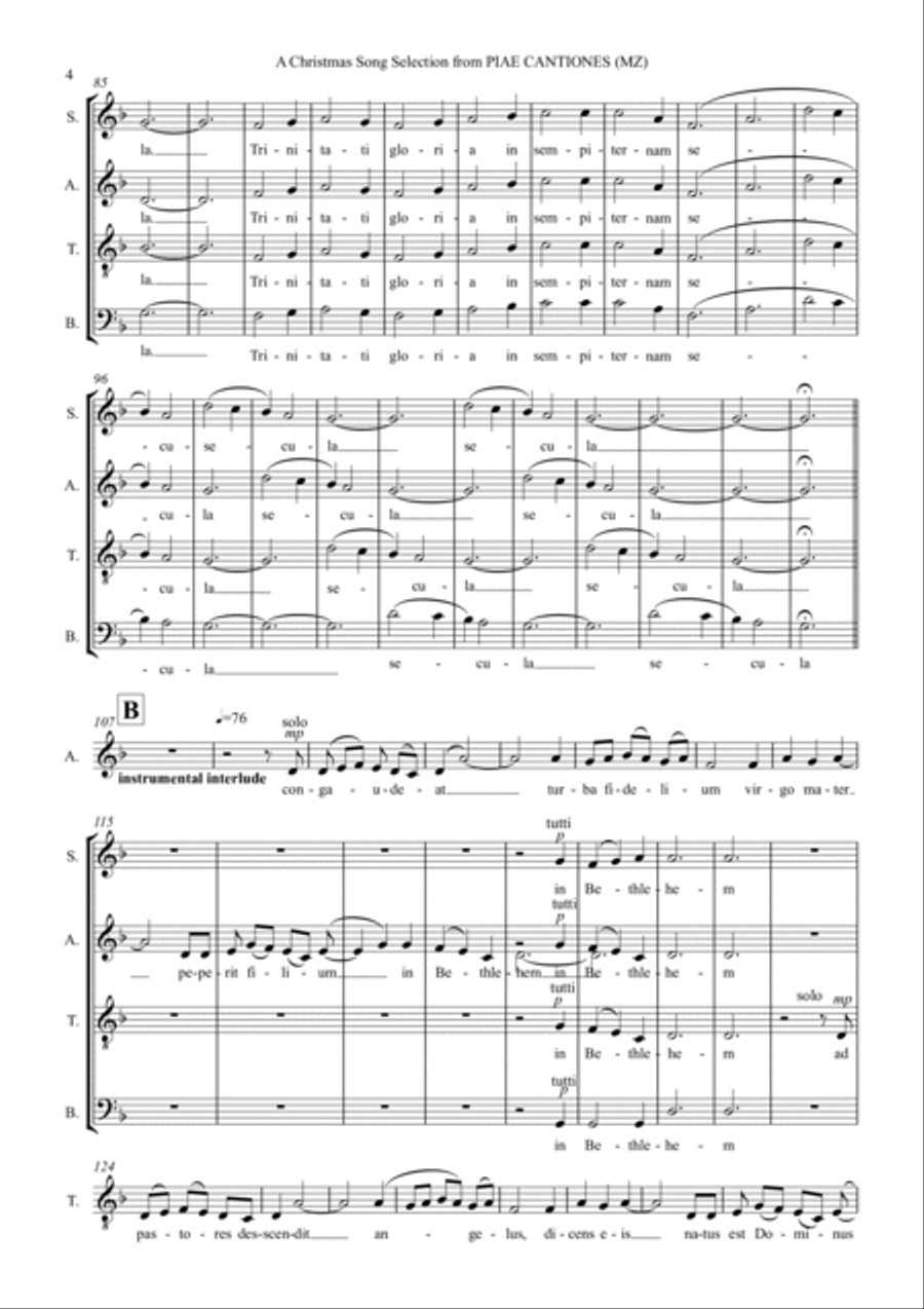 A Christmas Song Selection from PIAE CANTIONES 4-Part scores gallery preview page 4