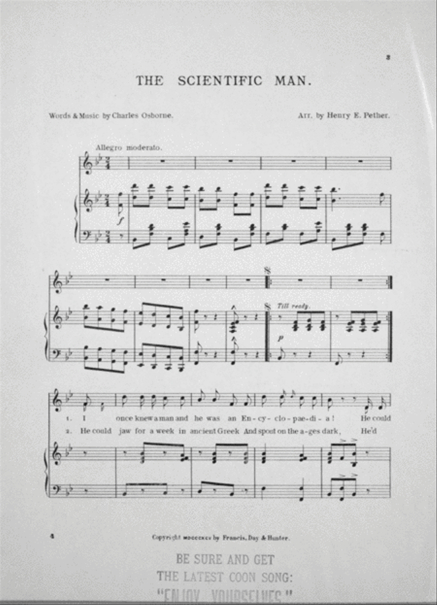 The Scientific Man. Comic Song Voice scores gallery preview page 2