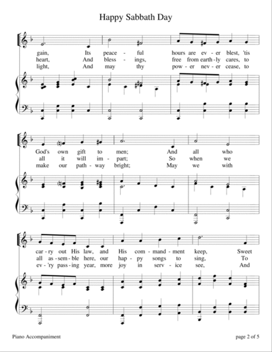 Happy Sabbath Day (Sabbath Celebration) High Voice scores gallery preview page 4